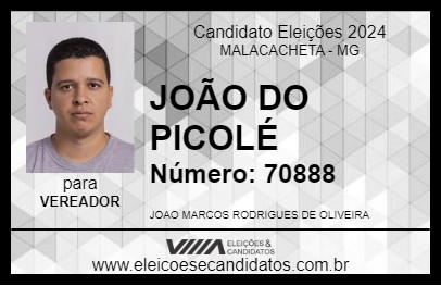 Candidato JOÃO DO PICOLÉ 2024 - MALACACHETA - Eleições