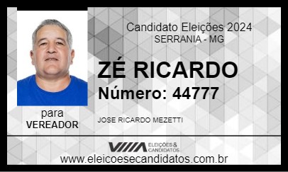 Candidato ZÉ RICARDO 2024 - SERRANIA - Eleições