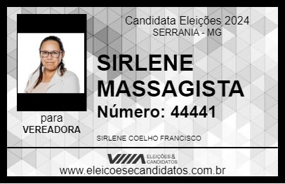 Candidato SIRLENE MASSAGISTA 2024 - SERRANIA - Eleições