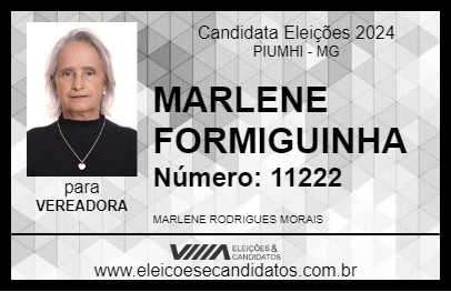 Candidato MARLENE FORMIGUINHA 2024 - PIUMHI - Eleições