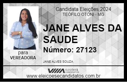 Candidato JANE ALVES DA SAUDE 2024 - TEÓFILO OTONI - Eleições