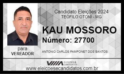 Candidato KAU MOSSORO 2024 - TEÓFILO OTONI - Eleições