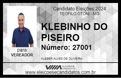 Candidato KLEBINHO DO PISEIRO 2024 - TEÓFILO OTONI - Eleições