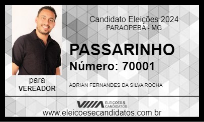 Candidato PASSARINHO 2024 - PARAOPEBA - Eleições