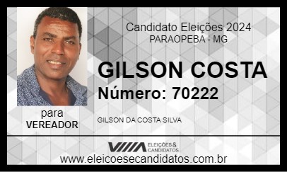 Candidato GILSON COSTA  2024 - PARAOPEBA - Eleições