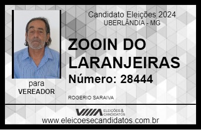 Candidato ZOOIN DO LARANJEIRAS 2024 - UBERLÂNDIA - Eleições