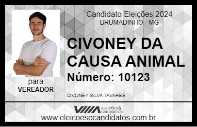 Candidato CIVONEY DA CAUSA ANIMAL 2024 - BRUMADINHO - Eleições