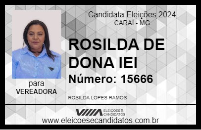 Candidato ROSILDA DE DONA IEI 2024 - CARAÍ - Eleições