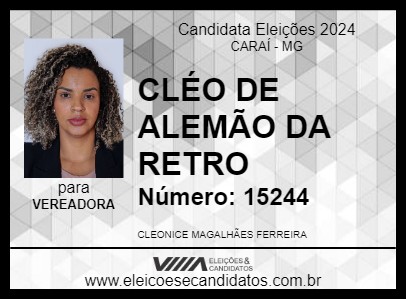 Candidato CLÉO DE ALEMÃO DA RETRO 2024 - CARAÍ - Eleições