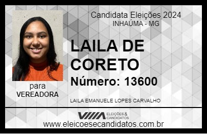 Candidato LAILA DE CORETO 2024 - INHAÚMA - Eleições