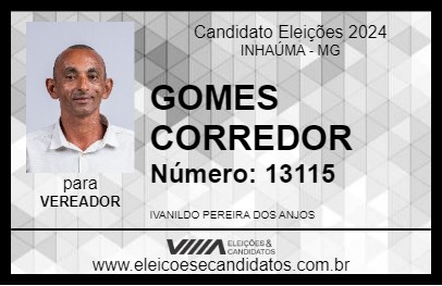 Candidato GOMES CORREDOR 2024 - INHAÚMA - Eleições