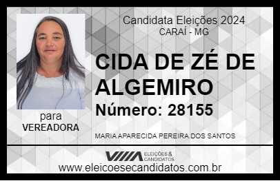 Candidato CIDA DE ZÉ DE ALGEMIRO 2024 - CARAÍ - Eleições