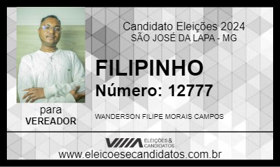 Candidato FILIPINHO 2024 - SÃO JOSÉ DA LAPA - Eleições