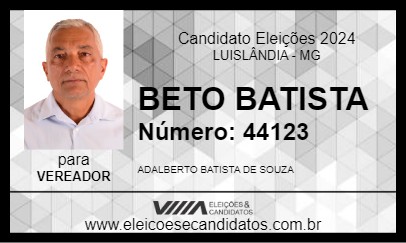 Candidato BETO BATISTA 2024 - LUISLÂNDIA - Eleições