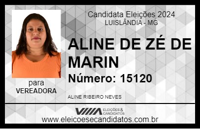 Candidato ALINE DE ZÉ DE MARIN 2024 - LUISLÂNDIA - Eleições