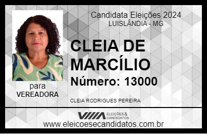 Candidato CLEIA DE MARCÍLIO 2024 - LUISLÂNDIA - Eleições