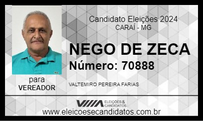 Candidato NEGO DE ZECA 2024 - CARAÍ - Eleições