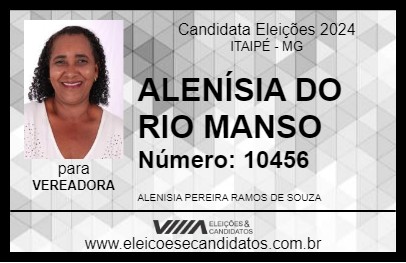 Candidato ALENÍSIA DO RIO MANSO 2024 - ITAIPÉ - Eleições