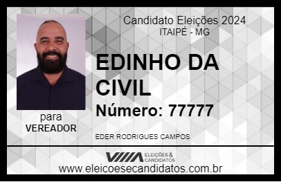 Candidato EDINHO DA CIVIL 2024 - ITAIPÉ - Eleições