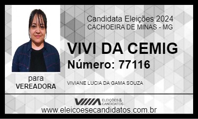 Candidato VIVI LUZ E ENERGIA 2024 - CACHOEIRA DE MINAS - Eleições