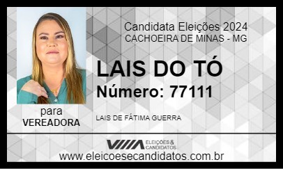 Candidato LAIS DO TÓ 2024 - CACHOEIRA DE MINAS - Eleições