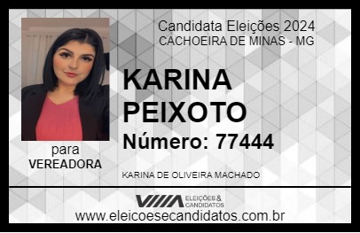 Candidato KARINA PEIXOTO 2024 - CACHOEIRA DE MINAS - Eleições