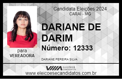 Candidato DARIANE DE DARIM 2024 - CARAÍ - Eleições