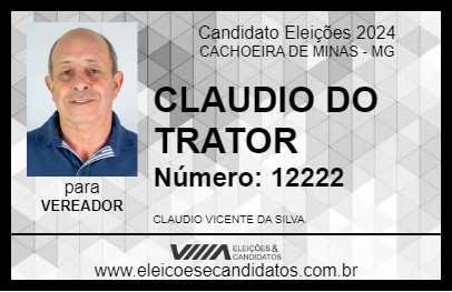 Candidato CLAUDIO DO TRATOR 2024 - CACHOEIRA DE MINAS - Eleições