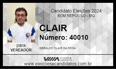 Candidato CLAIR 2024 - BOM REPOUSO - Eleições