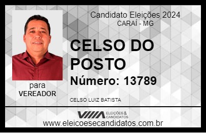 Candidato CELSO DO POSTO 2024 - CARAÍ - Eleições