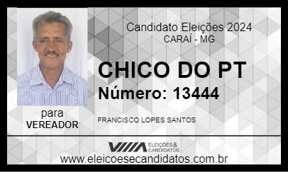 Candidato CHICO DO PT 2024 - CARAÍ - Eleições