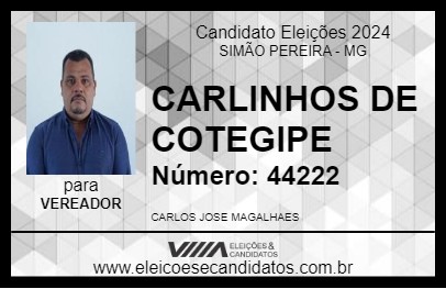 Candidato CARLINHOS DE COTEGIPE 2024 - SIMÃO PEREIRA - Eleições