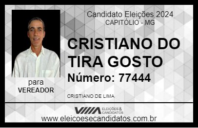 Candidato CRISTIANO DO TIRA GOSTO 2024 - CAPITÓLIO - Eleições