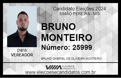 Candidato BRUNO MONTEIRO 2024 - SIMÃO PEREIRA - Eleições