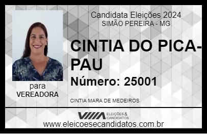 Candidato CINTIA DO PICA-PAU 2024 - SIMÃO PEREIRA - Eleições