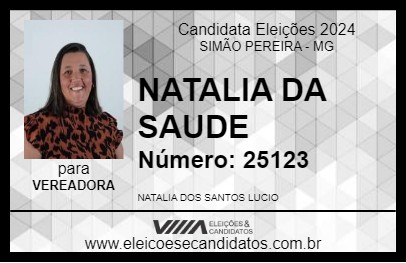 Candidato NATALIA DA SAUDE 2024 - SIMÃO PEREIRA - Eleições