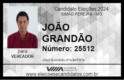 Candidato JOÃO GRANDÃO 2024 - SIMÃO PEREIRA - Eleições