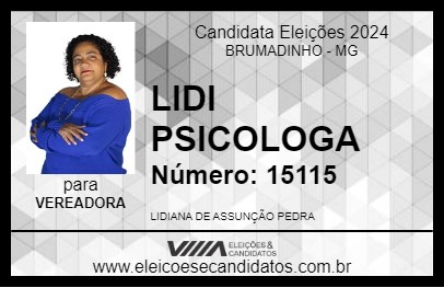 Candidato LIDI PSICOLOGA 2024 - BRUMADINHO - Eleições