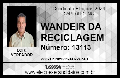 Candidato WANDEIR DA RECICLAGEM 2024 - CAPITÓLIO - Eleições