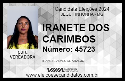 Candidato IRANETE DOS CARIMBOS 2024 - JEQUITINHONHA - Eleições