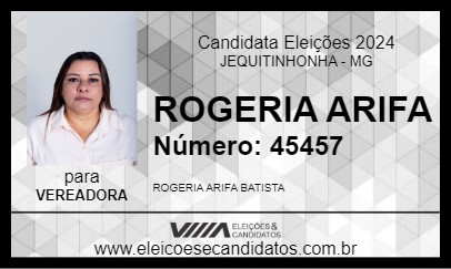 Candidato ROGERIA ARIFA 2024 - JEQUITINHONHA - Eleições