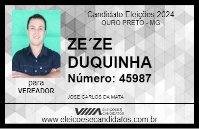 Candidato ZE´ZE DUQUINHA 2024 - OURO PRETO - Eleições