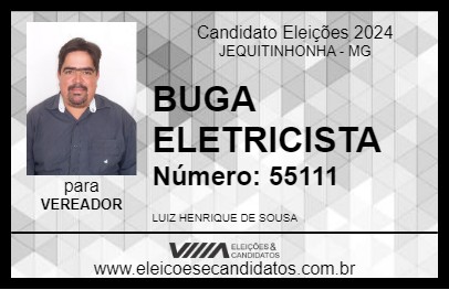 Candidato BUGA ELETRICISTA 2024 - JEQUITINHONHA - Eleições