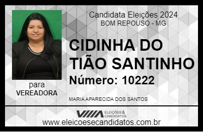 Candidato CIDINHA DO TIÃO SANTINHO 2024 - BOM REPOUSO - Eleições