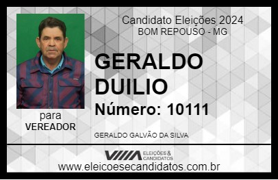 Candidato GERALDO DUILIO 2024 - BOM REPOUSO - Eleições