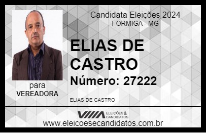 Candidato ELIAS DE CASTRO 2024 - FORMIGA - Eleições