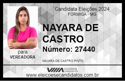 Candidato NAYARA DE CASTRO 2024 - FORMIGA - Eleições