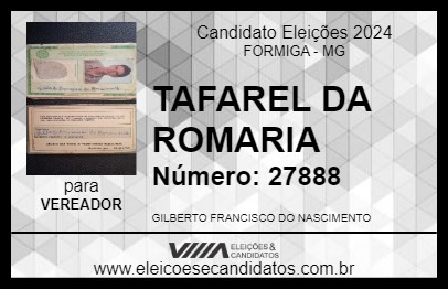 Candidato GILBERTO TAFAREL DA ROMARIA 2024 - FORMIGA - Eleições