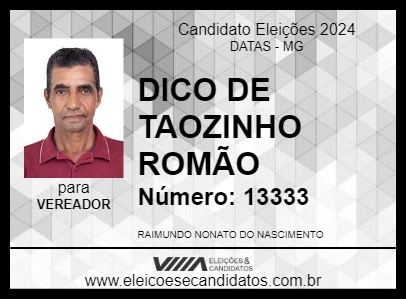 Candidato DICO DE TAOZINHO ROMÃO 2024 - DATAS - Eleições