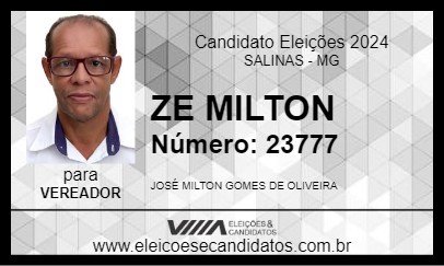 Candidato ZE MILTON 2024 - SALINAS - Eleições